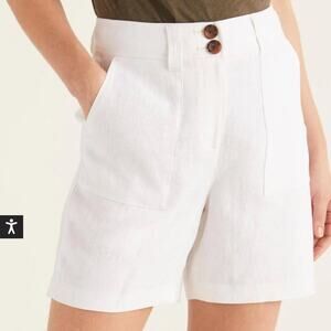 BODEN Linen Filey Seamed Pocket Shorts White Size 8